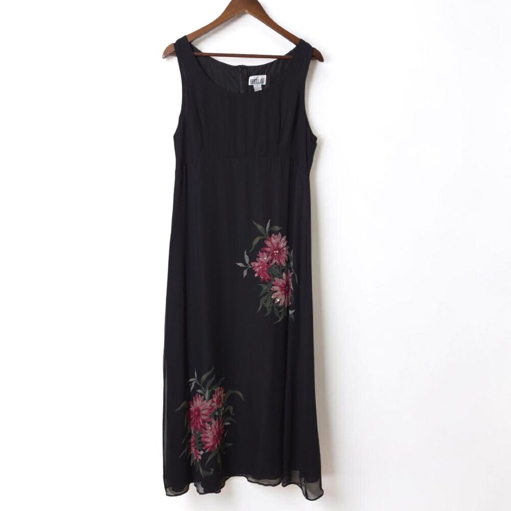 VTG Robbie Bee Silk Floral Dress Size 14 Womens Lined Whimsigoth Sexy Sleeveless